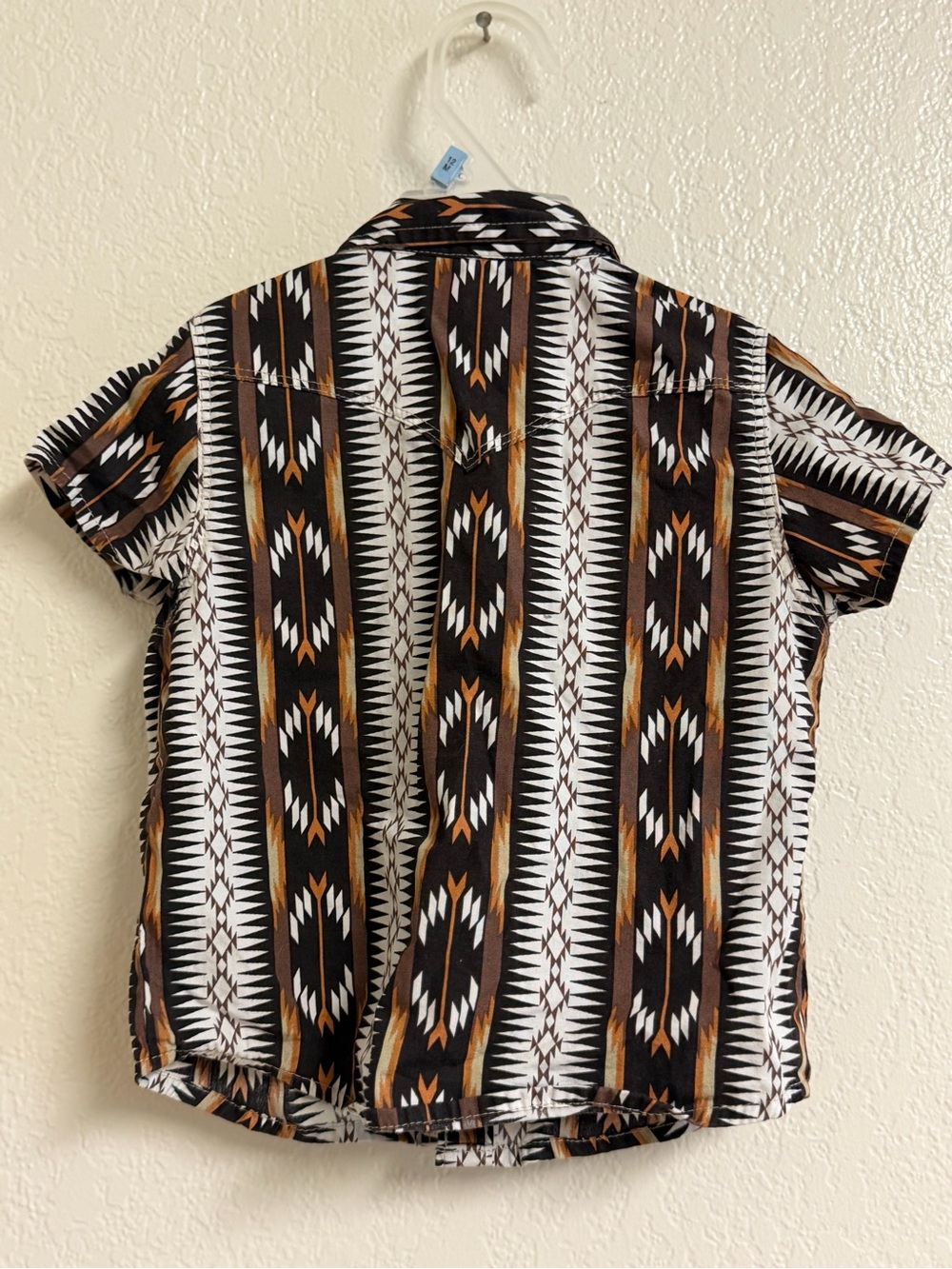 Wrangler Black White & Brown Aztec Short Sleeve Button-Up Shirt - Picture 2 of 3
